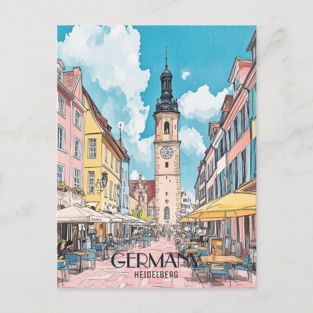 Cartão Postal Viagem de Heidelberg Alemanha (Frente)