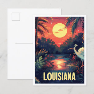 Cartão Postal Viagem de Ilustração de Arte da Louisiana USA
