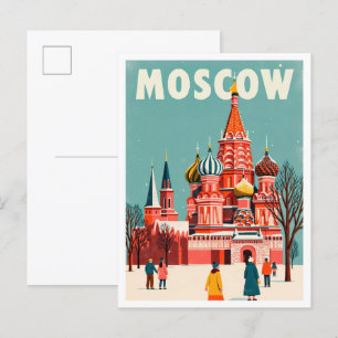 Cartão Postal Viagem de Ilustração de Arte da Rússia em Moscou