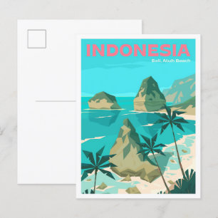 Cartão Postal Viagem de Ilustração de Arte de Bali em Praia
