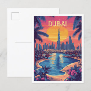 Cartão Postal Viagem de Ilustração de Arte de Dubai nos Emirados