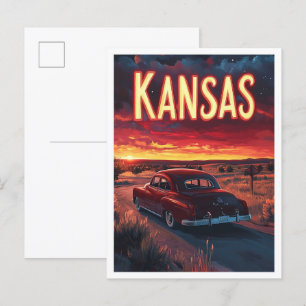 Cartão Postal Viagem de Ilustração de Arte do Kansas USA