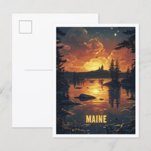 Cartão Postal Viagem de Ilustração de Arte do Maine USA