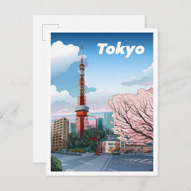 Cartão Postal Viagem de Ilustração de Ilustração de Torre de Tóq (Frente/Verso)