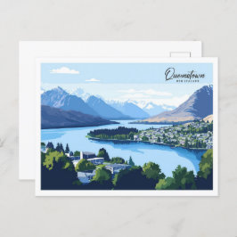 Cartão Postal Viagem de Ilustração Nova Zelândia de Queenstown