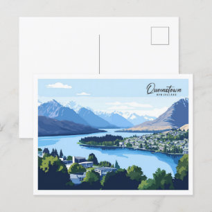 Cartão Postal Viagem de Ilustração Nova Zelândia de Queenstown