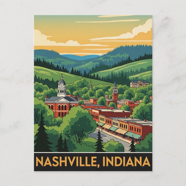 Cartão Postal Viagem de Indiana Nashville (Frente)
