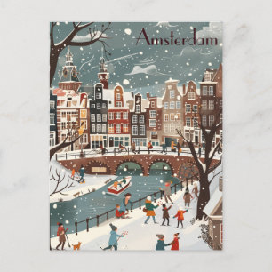 Cartão Postal Viagem de inverno para Amsterdã