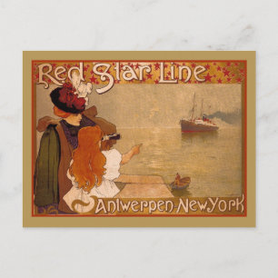 Cartão Postal Viagem de linha do Vintage Red Star