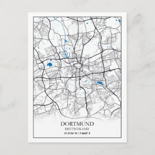 Cartão Postal Viagem de Mapa de Cidade de Alemanha Dortmund