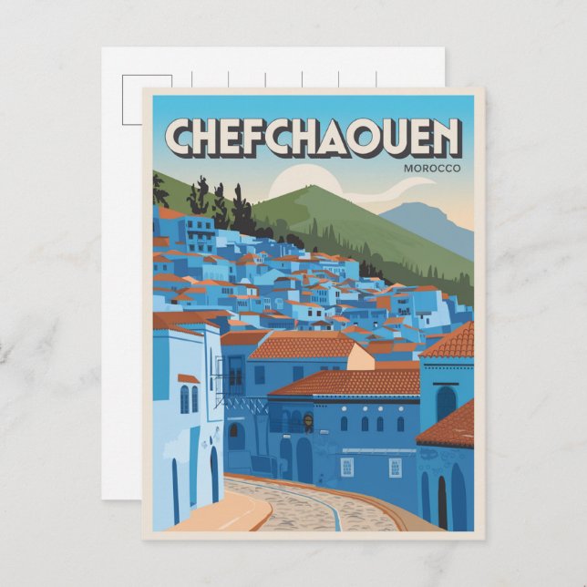 Cartão Postal Viagem de Marrocos: chefchoun, presente de cidade  (Frente/Verso)