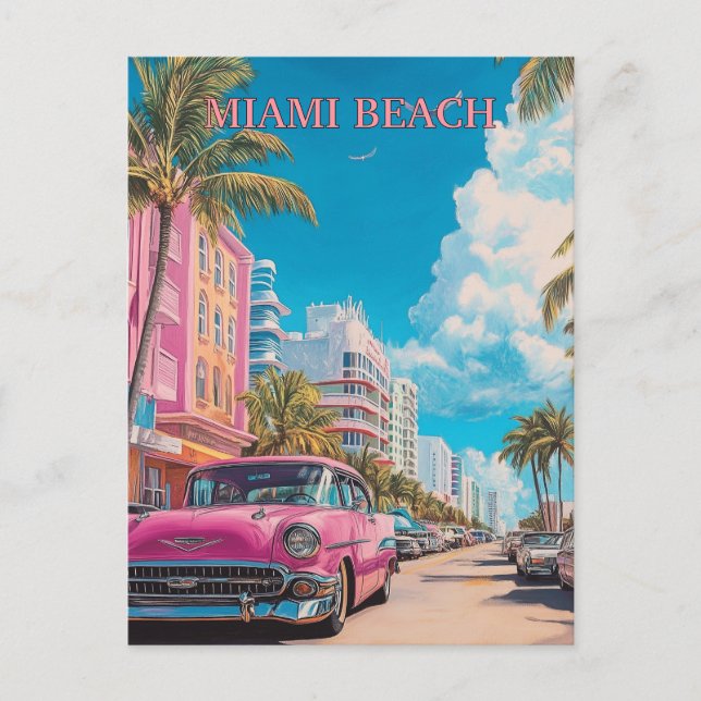 Cartão Postal Viagem de Miami Beach USA (Frente)
