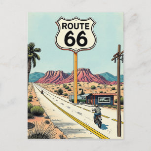 Cartão Postal Viagem de Moto pela Rota 66 Viagem Vintage