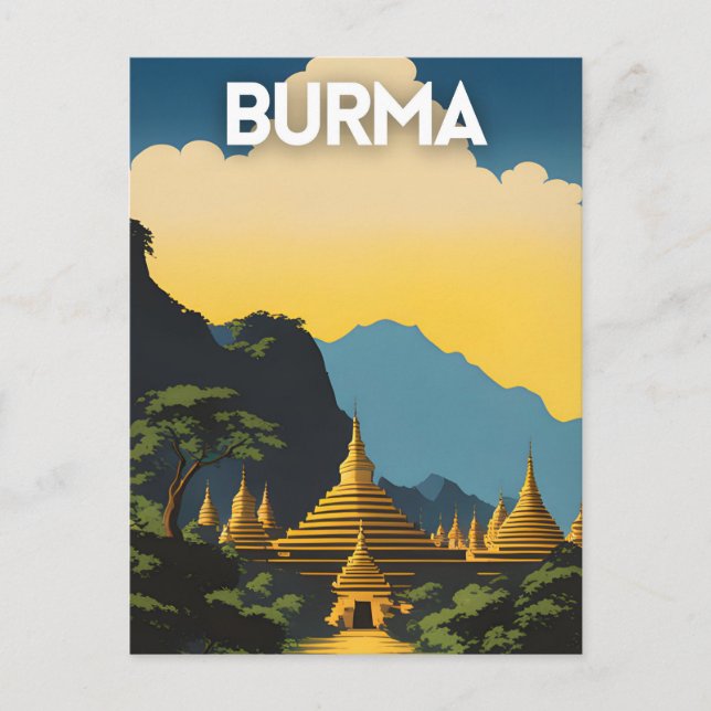 Cartão Postal Viagem de Myanmar (Frente)