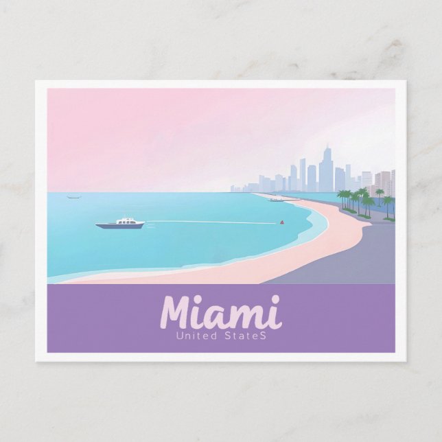 Cartão Postal Viagem de Pastel de Paiscape Costeiro de Miami Flo (Frente)