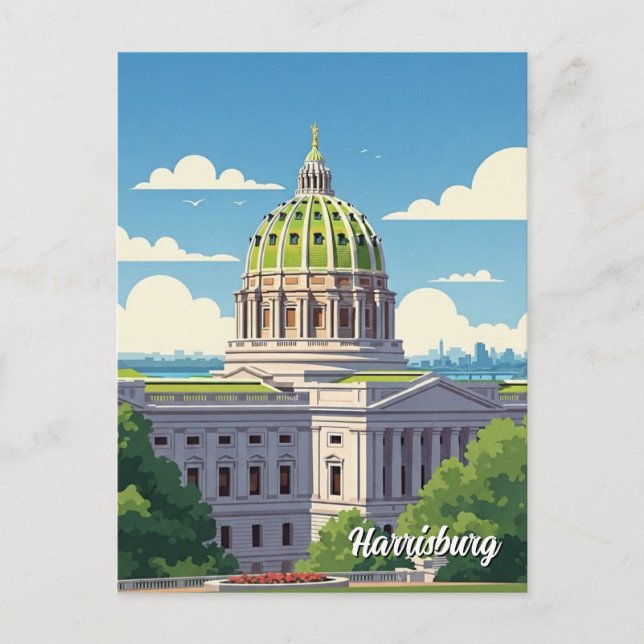 Cartão Postal Viagem de Pensilvânia Harrisburg (Frente)