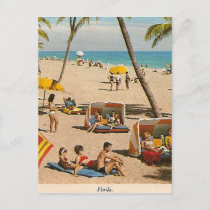 Cartão Postal Viagem de Praia Vintage Retro Flórida