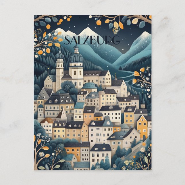 Cartão Postal Viagem de Salzburg Áustria (Frente)