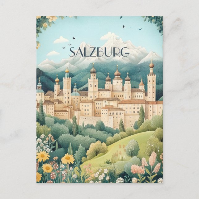 Cartão Postal Viagem de Salzburg Áustria (Frente)