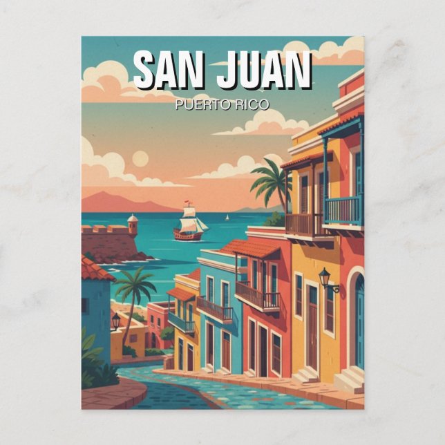 Cartão Postal Viagem de San Juan Porto Rico (Frente)