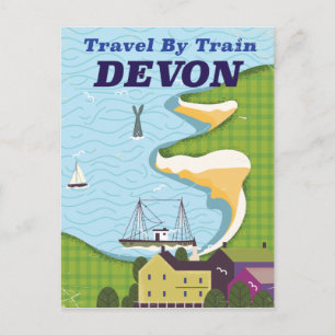 Cartão Postal Viagem de Trem Devon