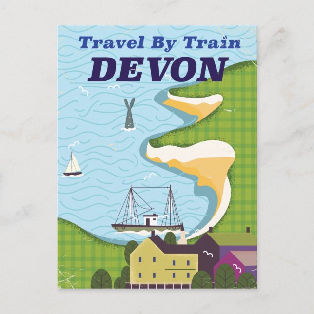 Cartão Postal Viagem de Trem Devon (Frente)