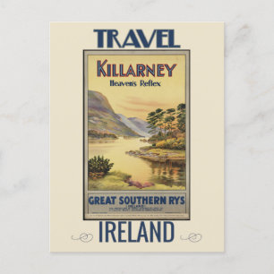 Cartão Postal Viagem de trem vintage Killarney Irlanda