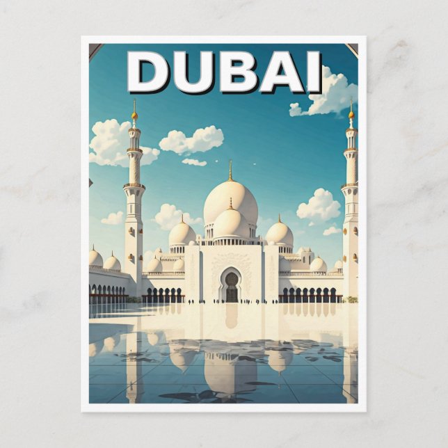 Cartão Postal Viagem de UAE da Grande Mesquita de Dubai (Frente)