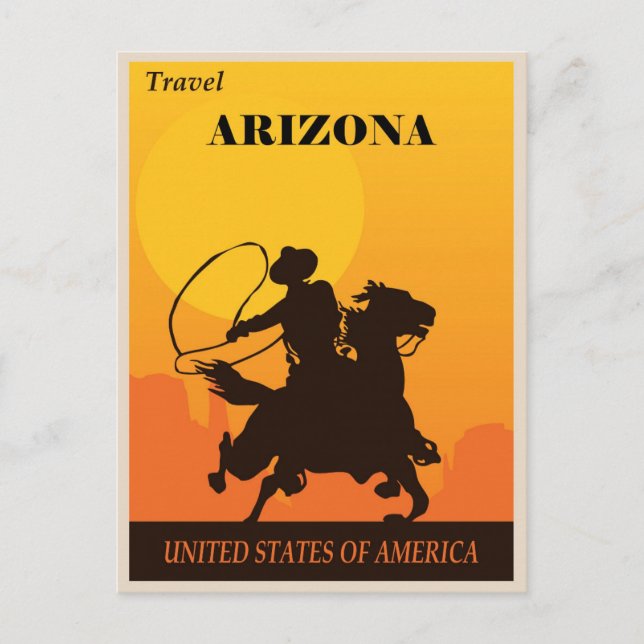 Cartão Postal Viagem de Vintage Cowboy Arizona (Frente)