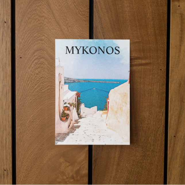 Cartão Postal Viagem de Vista do Oceano Grécia Mykonos (mykonos greece travel postcard)