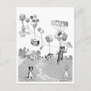 Cartão Postal Viagem do Balão de Gato, Louis Wain