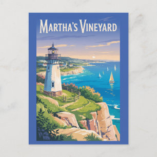 Cartão Postal Viagem do Farol de Massachusetts da Martha