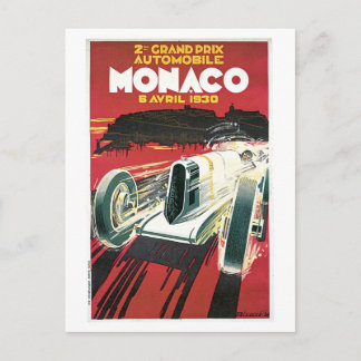 Cartão Postal Viagem do Grande Prêmio de Mônaco de 1930