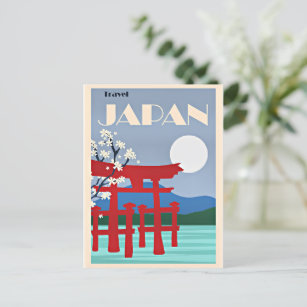 Cartão Postal Viagem do Japão, ilustração vintage,