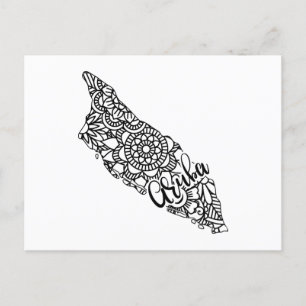 Cartão Postal Viagem do Mapa da Ilha de Aruba