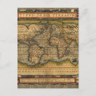 Cartão Postal Viagem do Mapa Mundial Antiquado Ortelius Europa
