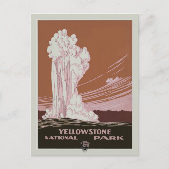 Cartão Postal Viagem do Parque Nacional Vintage Yellowstone (Frente)