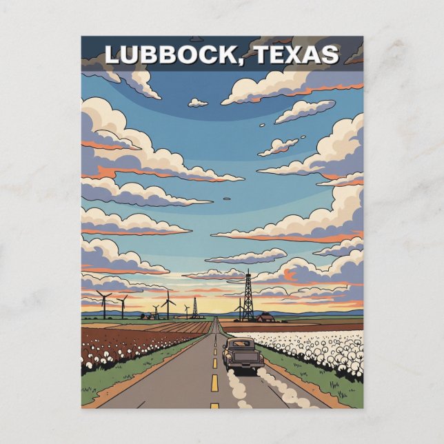 Cartão Postal Viagem do Texas Lubbock (Frente)