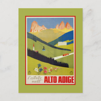 Cartão Postal Viagem dos Alpes Italianos Vintage (Tirol do Sul)