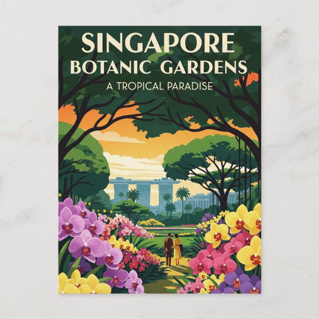 Cartão Postal Viagem dos Jardins Botânicos de Singapura (Frente)