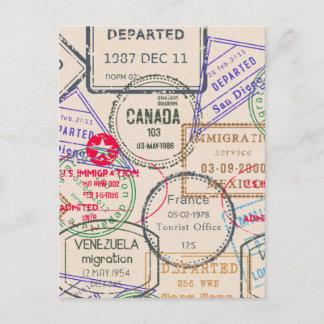 Cartão Postal Viagem dos selos do passaporte