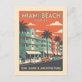 Cartão Postal Viagem em Miami Beach Flórida Art Deco Vintage