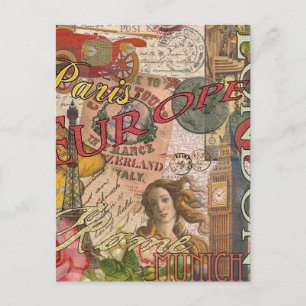 Cartão Postal Viagem Europeu Vintage Londres Paris