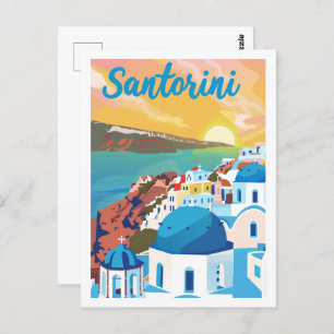 Cartão Postal Viagem Familiar da Grécia Santorini