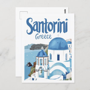 Cartão Postal Viagem Familiar da Grécia Santorini