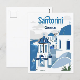 Cartão Postal Viagem Familiar da Grécia Santorini