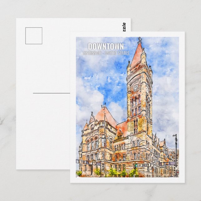 Cartão Postal Viagem Familiar de centro de de Cincinnati de Wate (Frente/Verso)