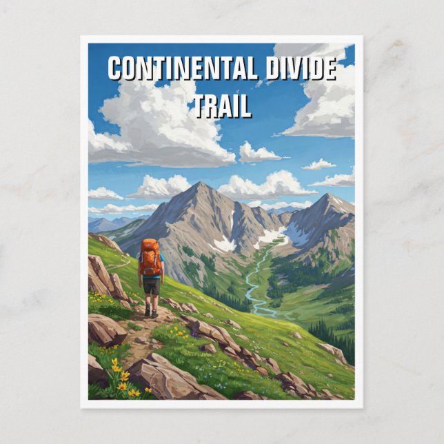 Cartão Postal Viagem Hiker de Trilhos de Divisor Continental (Frente)