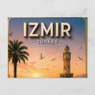 Cartão Postal Viagem Histórica Costeira de Esmirna Turquia Mar E