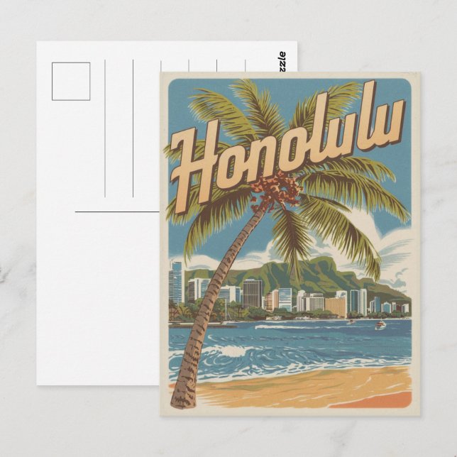 Cartão Postal Viagem Honululu, presentes de praia tropical do Ha (Frente/Verso)